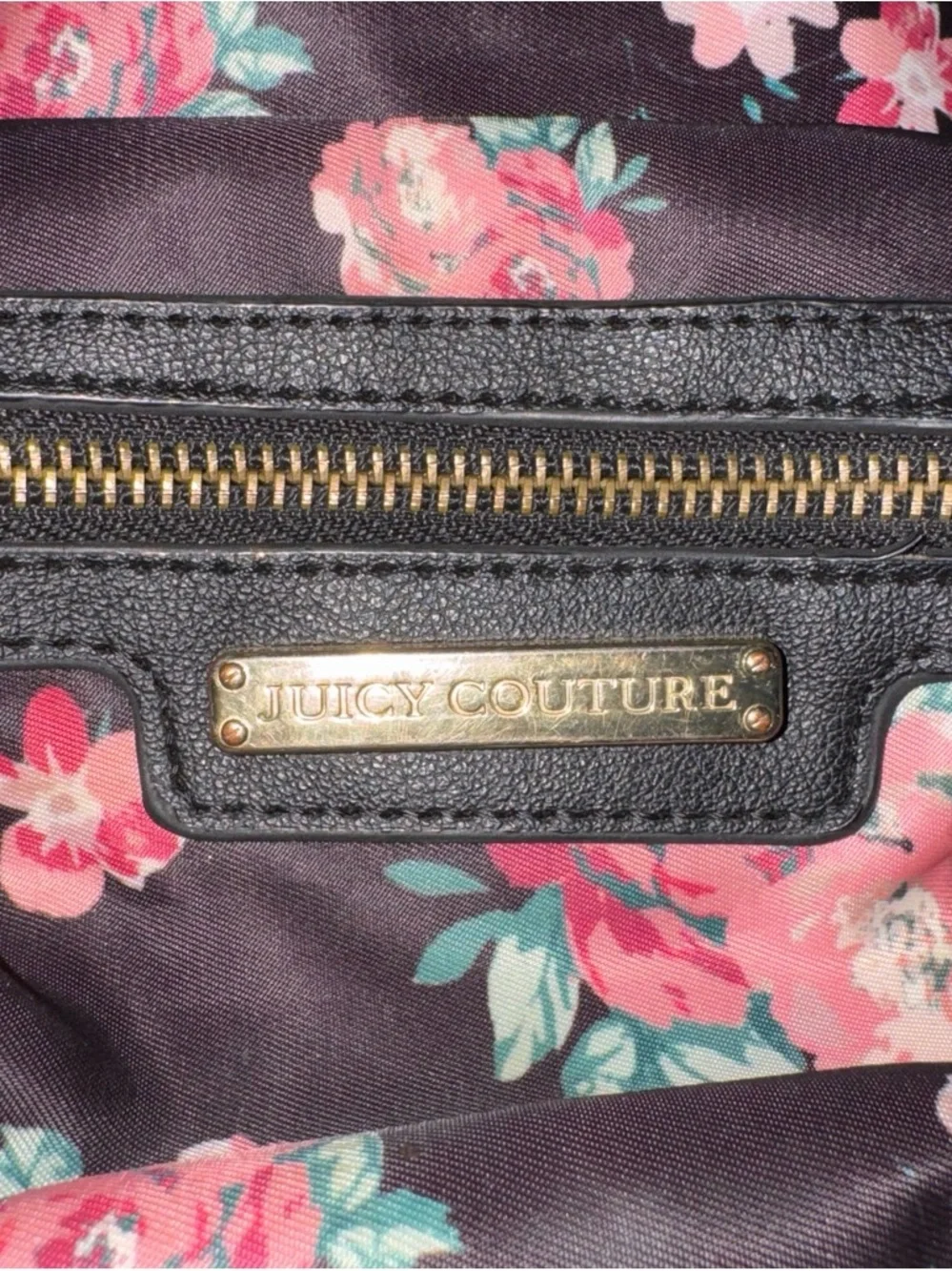 Juicy Couture Black Mini Backpack with Pink Floral Print